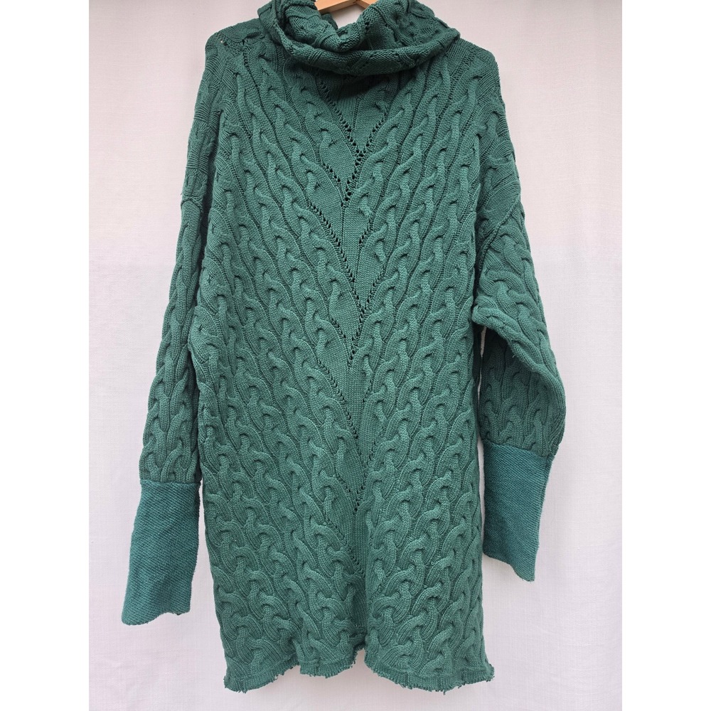 Free People For The Love Of Cables Dress Womens S Oversized Slouchy Tunic Green